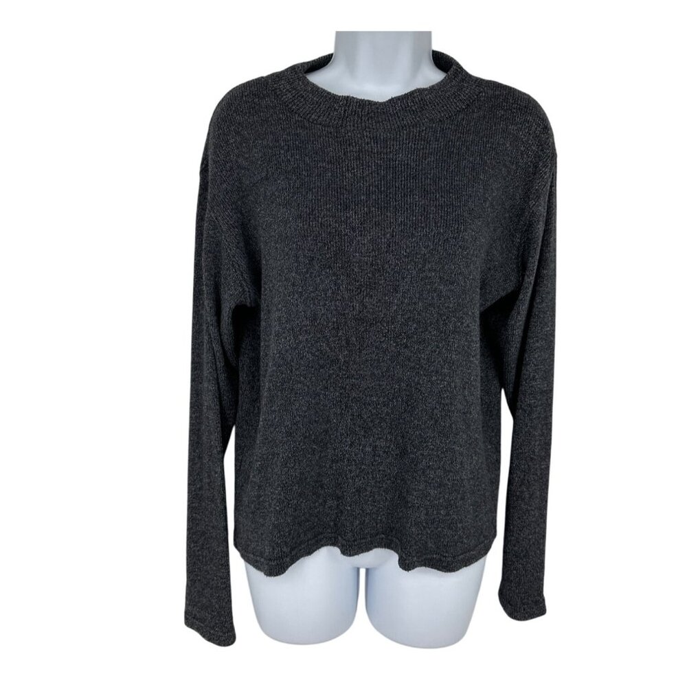 Icelandic Design Women's Silk Blend Black Long Sleeve Knit Sweater Size XL